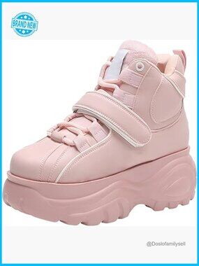 Wedge Chunky Platform Sneakers Lace Up & Velcro High Top Goth Punk Shoes